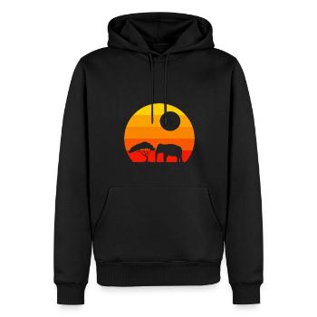 Afrika Tierliebhaber Geschenk Retro Elefant - Männer Premium Bio Hoodie - Schwarz - Vorne - Nico (187cm)