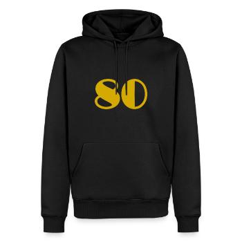 80. 80 JAHRE. 80-JÄHRIGES JUBILÄUM. GEBURTSTAG 80 JAHRE. - Männer Premium Bio Hoodie - Schwarz - Vorne - Nico (187cm)