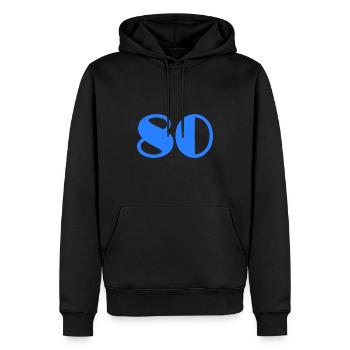80. 80 YEARS. 80TH ANNIVERSARY. 80 YEARS ANNIVERSARY - Men’s Premium Organic Hoodie - black - Front - Nico (187cm)