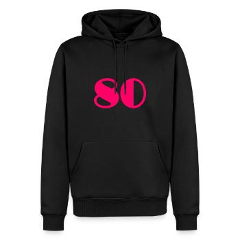 80. 80 YEARS. 80TH ANNIVERSARY. BIRTHDAY 80 YEARS. - Men’s Premium Organic Hoodie - black - Front - Nico (187cm)