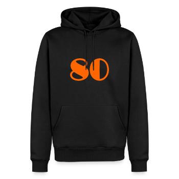 80 JAHRE. 80-JÄHRIGES JUBILÄUM. GEBURTSTAG 80 JAHRE. 80 - Männer Premium Bio Hoodie - Schwarz - Vorne - Nico (187cm)