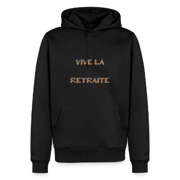 RETRAITE. RETRAITE. RETRAITEE. RETRAITE - Sweat à capuche Premium bio Homme - noir - Devant - Nico (187cm)