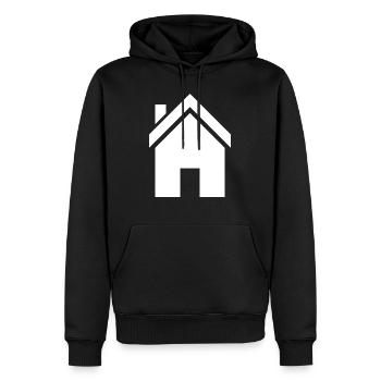 Haus 2 - Männer Premium Bio Hoodie - Schwarz - Vorne - Nico (187cm)