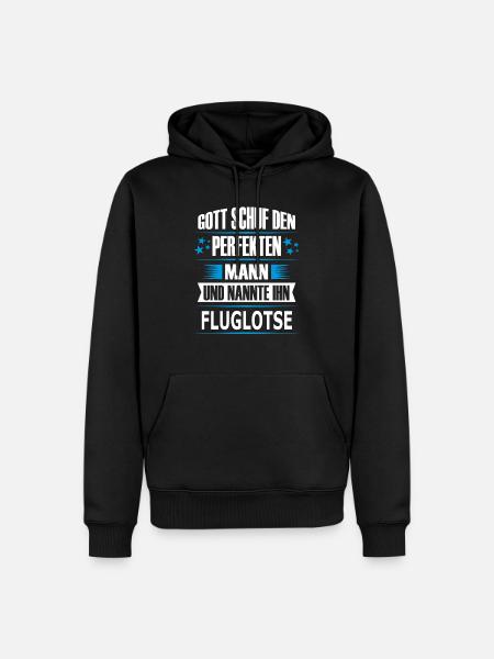FLUGLOTSE - Männer Premium Bio Hoodie - Schwarz