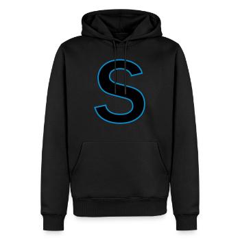 le vecteur lettre de - Sweat à capuche Premium bio Homme - noir - Devant - Nico (187cm)