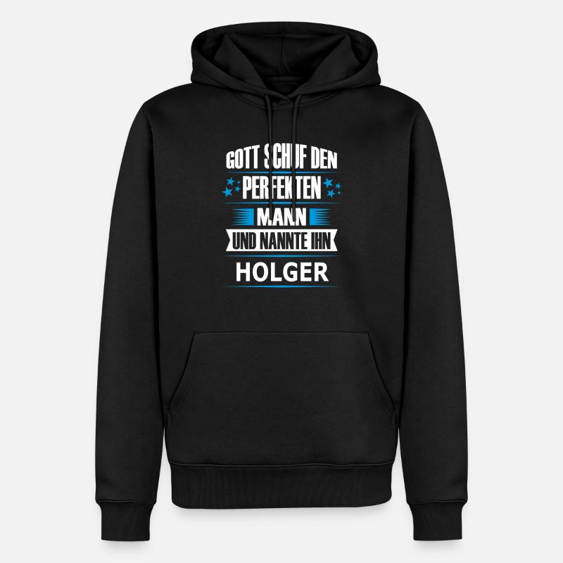 HOLGER - Männer Premium Bio Hoodie - Schwarz