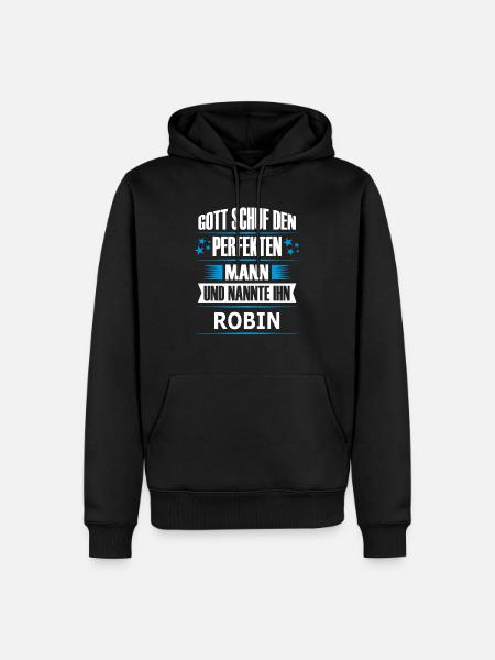 ROBIN - Männer Premium Bio Hoodie - Schwarz