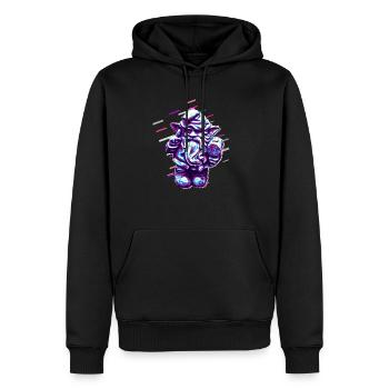 Nombre Gnome 80 Rétro Violet - Sweat à capuche Premium bio Homme - noir - Devant - Nico (187cm)