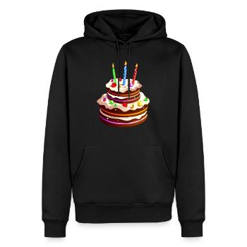 gros gâteau anniversaire - Sweat à capuche Premium bio Homme - noir - Devant - Nico (187cm)