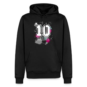 10. Geburtstag Personalisierbar Name Rückennummer - Männer Premium Bio Hoodie - Schwarz - Vorne - Nico (187cm)