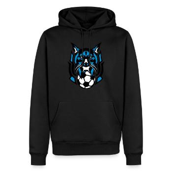 Fußball Luchs Wild Logo Tierverein - Männer Premium Bio Hoodie - Schwarz - Vorne - Nico (187cm)