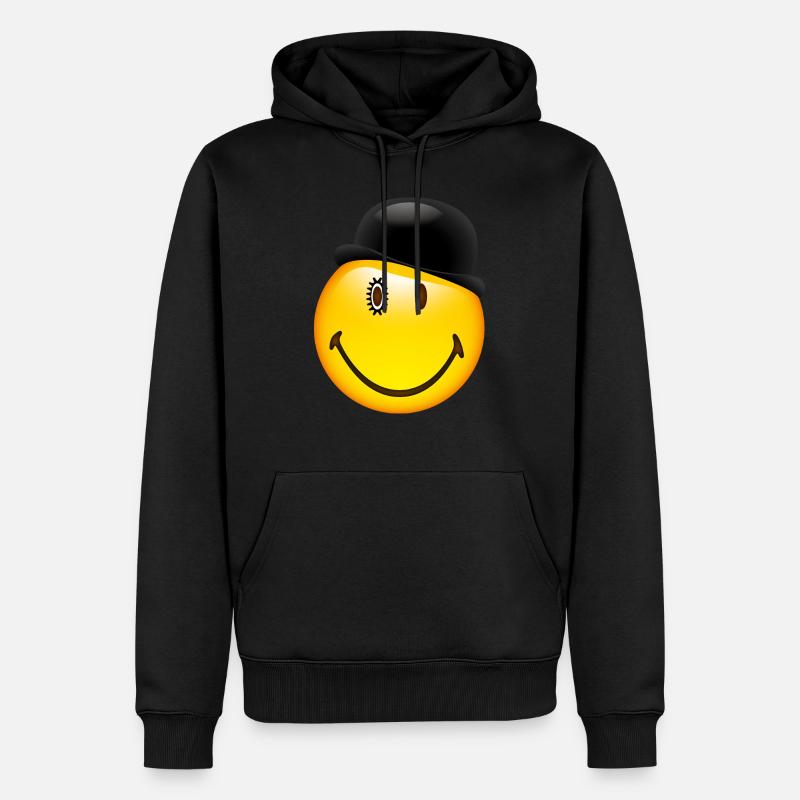 Smiley Glossy Bowler Hat - Männer Premium Bio Hoodie - Schwarz