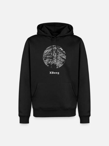 Kreuzberg XBerg with map - Men’s Premium Organic Hoodie - black