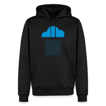 Wir lieben Wetter! Regen, Wolke, Regentropfen, - Männer Premium Bio Hoodie - Schwarz - Vorne - Nico (187cm)
