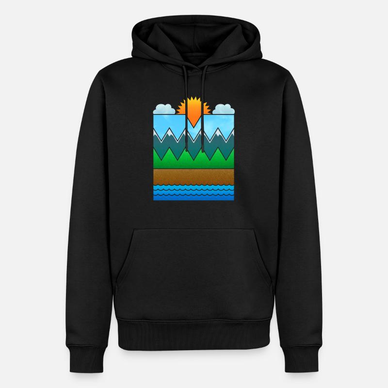 Landschaft (minimal) - Männer Premium Bio Hoodie - Schwarz