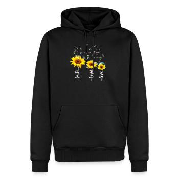 Foi Espérance Amour - Sweat à capuche Premium bio Homme - noir - Devant - Nico (187cm)