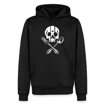 Couverts tête de mort - Sweat à capuche Premium bio Homme - noir - Devant - Nico (187cm)