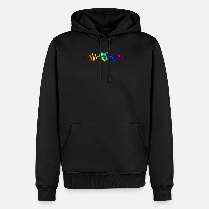 Heartbeat Lgbt - Sweat à capuche Premium bio Homme - noir