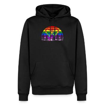 Lgbt - Sweat à capuche Premium bio Homme - noir - Devant - Nico (187cm)