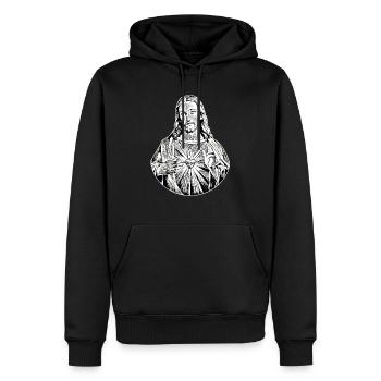 Jésus Noir Jésus Christ * Jésus Noir - Sweat à capuche Premium bio Homme - noir - Devant - Nico (187cm)