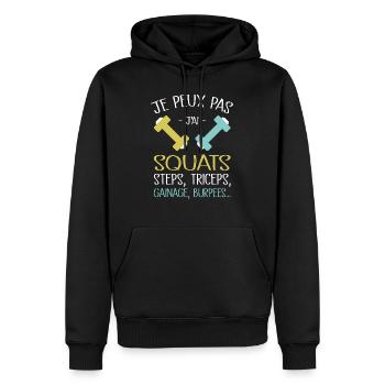 Je Peux Pas J'ai Squats - Sweat à capuche Premium bio Homme - noir - Devant - Nico (187cm)