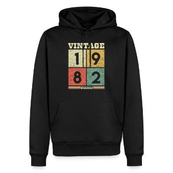 Classique vintage de 1982 - Sweat à capuche Premium bio Homme - noir - Devant - Nico (187cm)