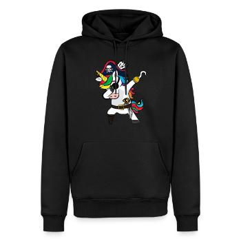 Dabbing Licorne Pirates cadeau - Sweat à capuche Premium bio Homme - noir - Devant - Nico (187cm)