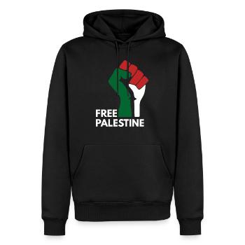 Palestine libre - Sweat à capuche Premium bio Homme - noir - Devant - Nico (187cm)