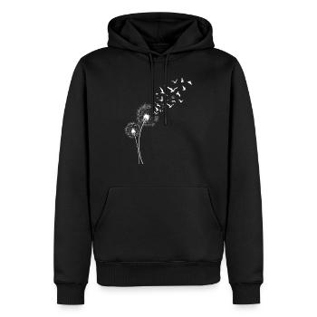 Fleurs Avec oiseaux Essaim d’oiseaux - Sweat à capuche Premium bio Homme - noir - Devant - Nico (187cm)