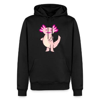 Knuffiger Axolotl (3c, Kawaii Schwanzlurch) - Männer Premium Bio Hoodie - Schwarz - Vorne - Nico (187cm)