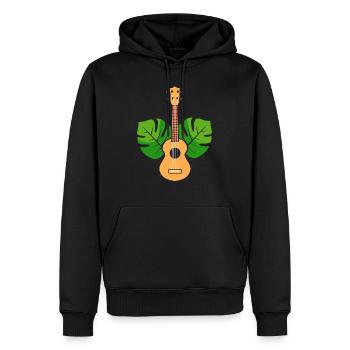 Plage et ukellele. Musiciens et randonneurs. Poison - Sweat à capuche Premium bio Homme - noir - Devant - Nico (187cm)