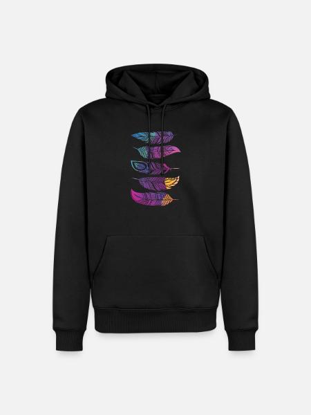 Native American Feather Bunte Indigene - Männer Premium Bio Hoodie - Schwarz
