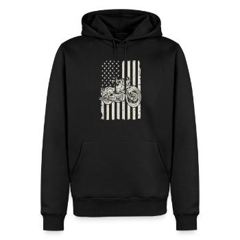 Moto USA Flag Américain - Sweat à capuche Premium bio Homme - noir - Devant - Nico (187cm)