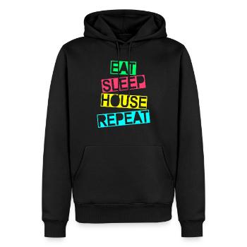 Eat Sleep House Repeat - House Music - Männer Premium Bio Hoodie - Schwarz - Vorne - Nico (187cm)