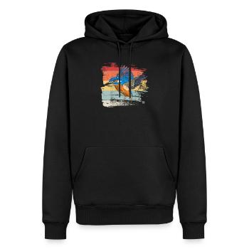 Retro Eisvogel - Männer Premium Bio Hoodie - Schwarz - Vorne - Nico (187cm)