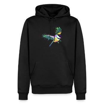 Mésange Splash Bird colorée - Sweat à capuche Premium bio Homme - noir - Devant - Nico (187cm)