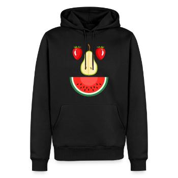 Erdbeere Birne Wasser Melone Gesicht Frucht - Männer Premium Bio Hoodie - Schwarz - Vorne - Nico (187cm)