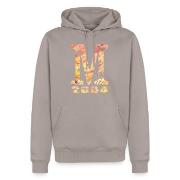 M 2004 Nom Année de naissance Cadeau - Sweat à capuche Premium bio Homme - taupe - Devant - Nico (187cm)