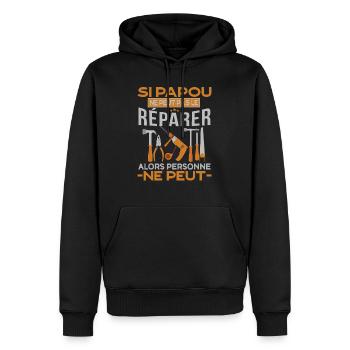 Si papou ne peut pas réparer alors personne ne peu - Sweat à capuche Premium bio Homme - noir - Devant - Nico (187cm)