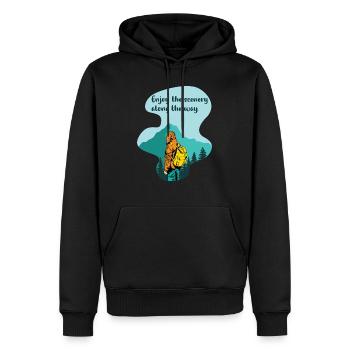 Enjoy the Scenery Along the Way - Men’s Premium Organic Hoodie - black - Front - Nico (187cm)