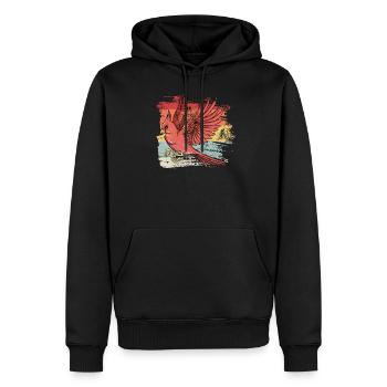Retero Vogel Rotkardinal - Männer Premium Bio Hoodie - Schwarz - Vorne - Nico (187cm)