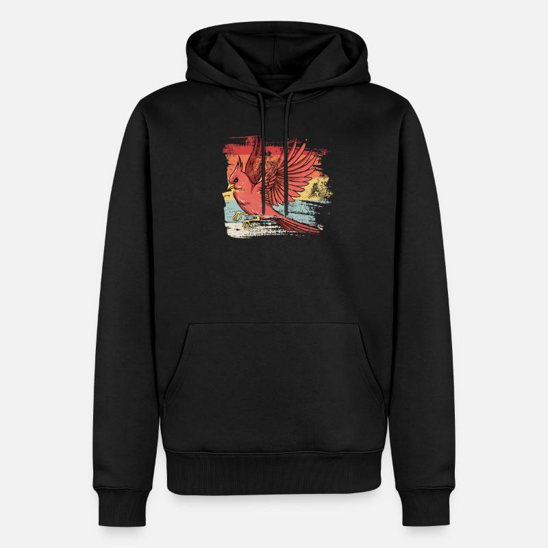 Retero Vogel Rotkardinal - Männer Premium Bio Hoodie - Schwarz