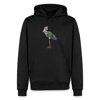 Bunter Splash Vogel Schuhschnabel - Männer Premium Bio Hoodie - Schwarz - Vorne - Nico (187cm)