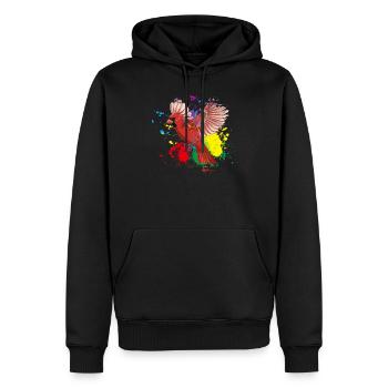 Bunter Fliegender Splash Vogel Rotkardinal - Männer Premium Bio Hoodie - Schwarz - Vorne - Nico (187cm)