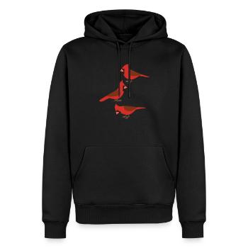 Witzige Vögel Rotkardinal - Männer Premium Bio Hoodie - Schwarz - Vorne - Nico (187cm)