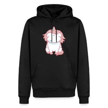 Licorne Rose (b) - Sweat à capuche Premium bio Homme - noir - Devant - Nico (187cm)