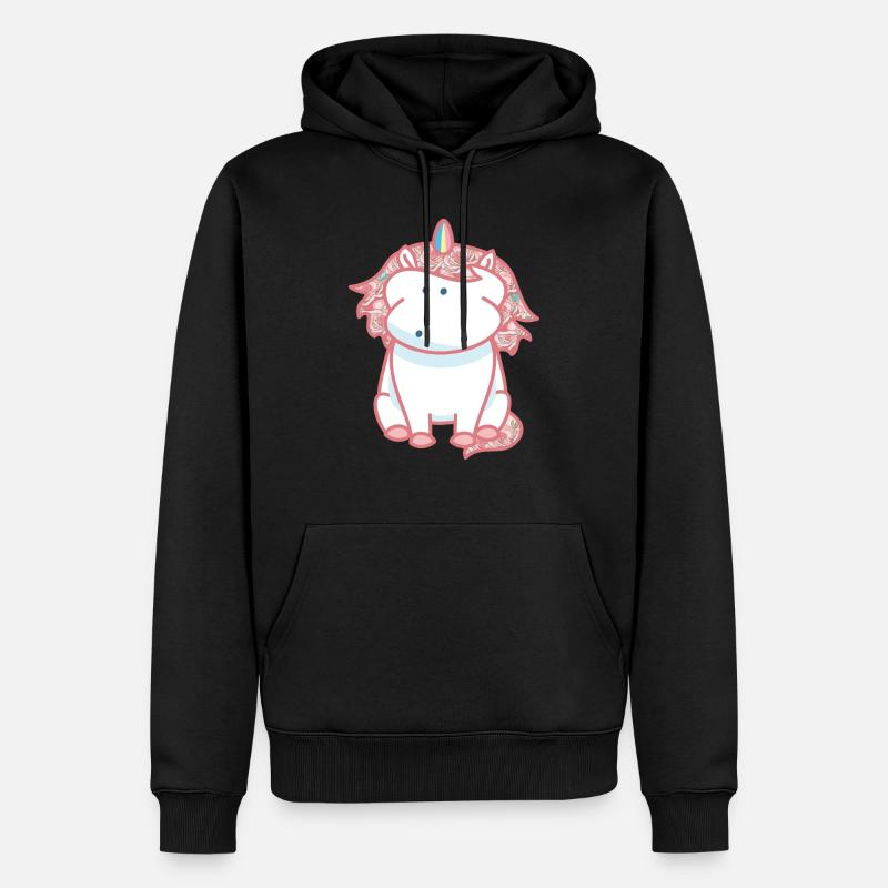 Licorne Rose (b) - Sweat à capuche Premium bio Homme - noir