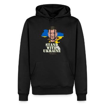 Zelensky Stand with Ukraine - Männer Premium Bio Hoodie - Schwarz - Vorne - Nico (187cm)