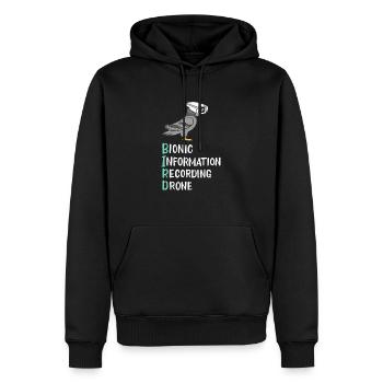 Les oiseaux ne sont pas réels - Sweat à capuche Premium bio Homme - noir - Devant - Nico (187cm)
