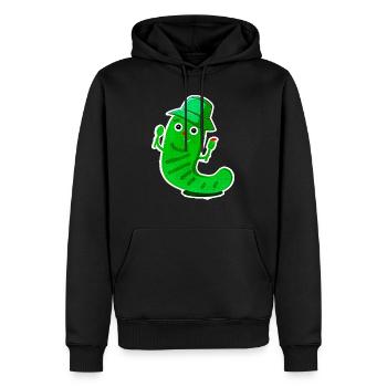 Logo chenille affamé drôle - Sweat à capuche Premium bio Homme - noir - Devant - Nico (187cm)